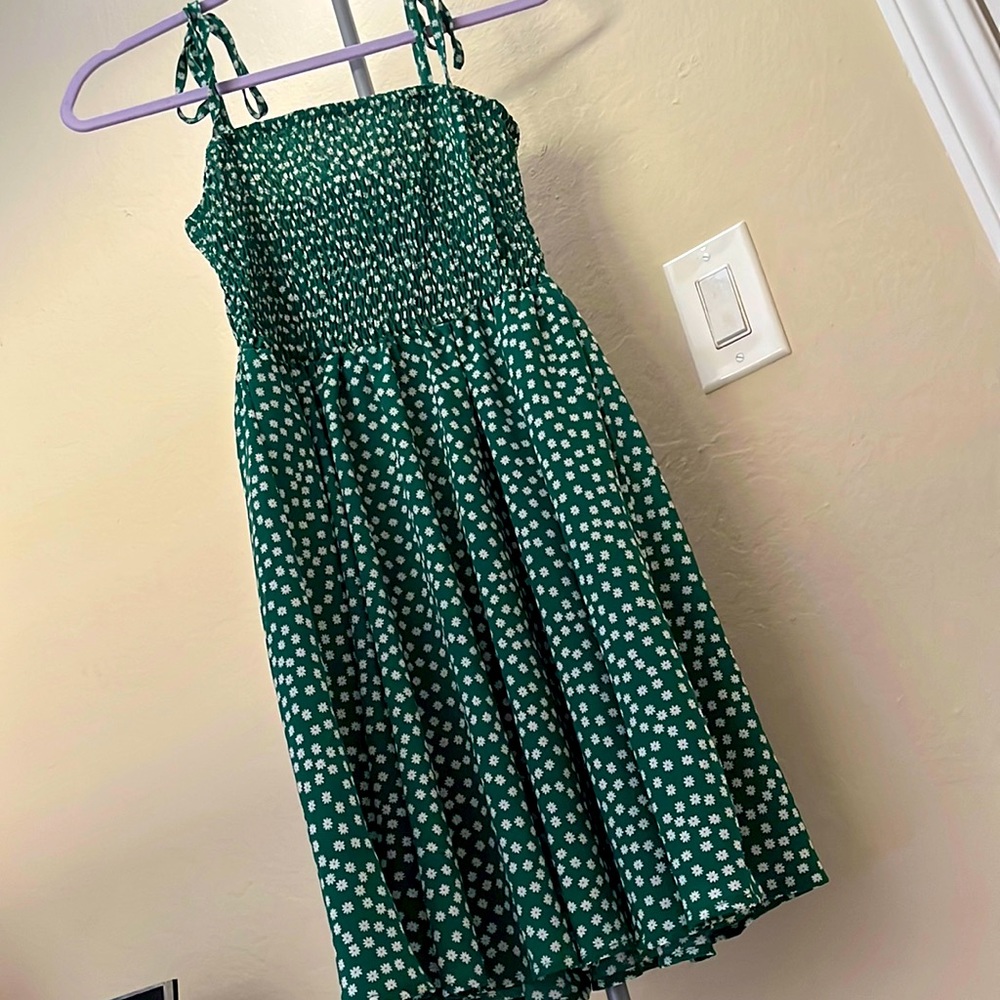 Floral green top for $8